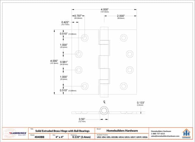 Door Hinge 4 x 4 Inch Solid Brass Ball Bearing - Satin Nickel (US15) - Image 13