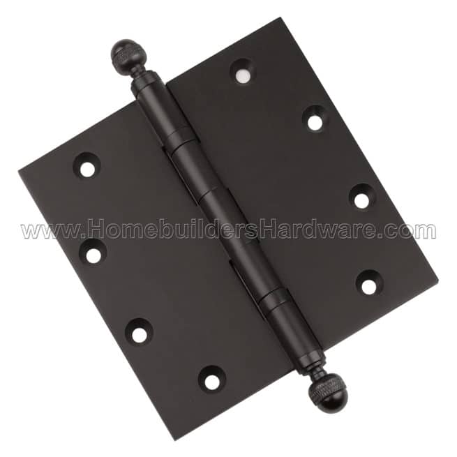 5 Inch Oil Rubbed Bronze Ball Bearing Door Hinges Acorn Finials Tips