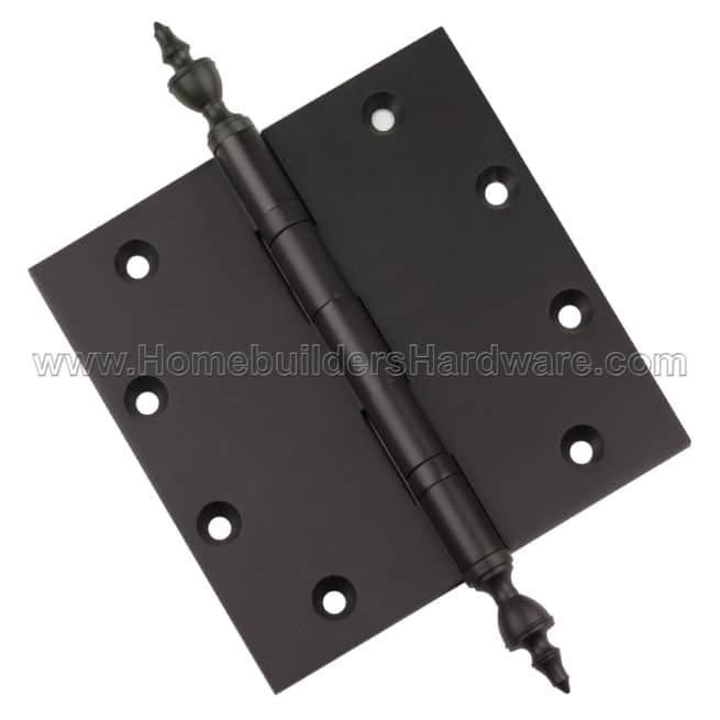 5 Inch Oil Rubbed Bronze Ball Bearing Door Hinges Urn Finials Tips