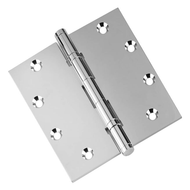 Door Hinge 5 x 5 Inch Solid Brass Ball Bearing - Polished Chrome (US26) - Image 3