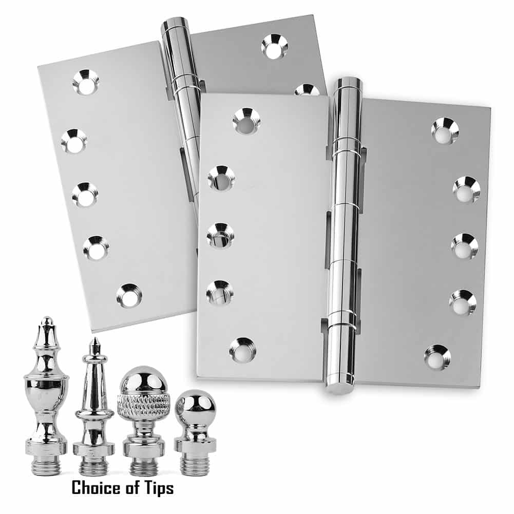 Door Hinges 5x5 Solid Brass Ball Bearing Polished Chrome Baldwin Estate
