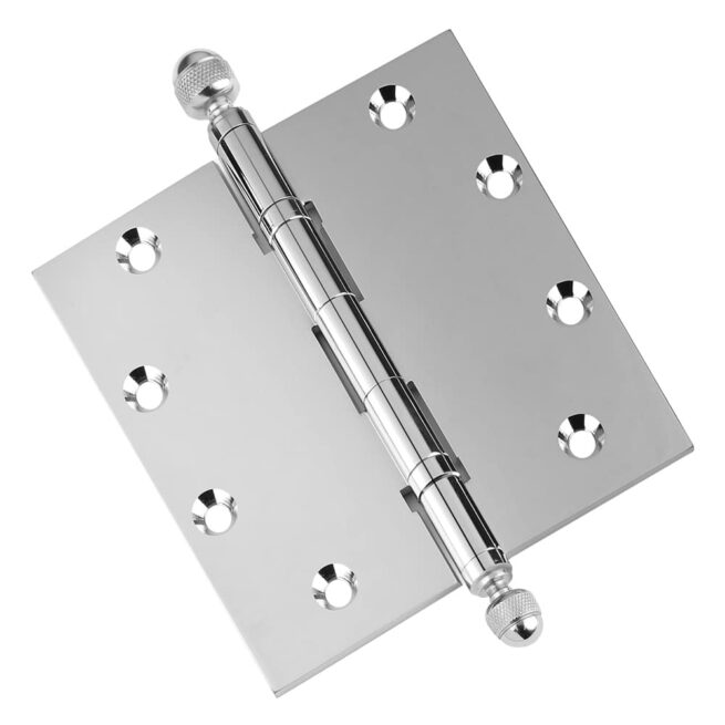 Door Hinge 5 x 5 Inch Solid Brass Ball Bearing - Polished Chrome (US26) - Image 5