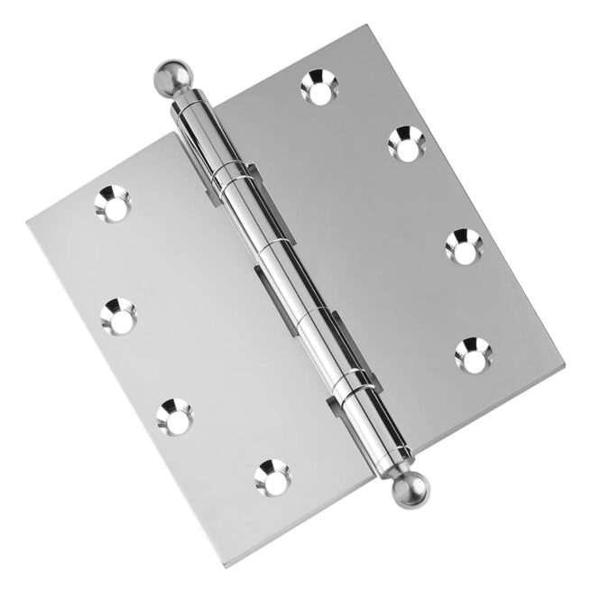 Door Hinge 5 x 5 Inch Solid Brass Ball Bearing - Polished Chrome (US26) - Image 2