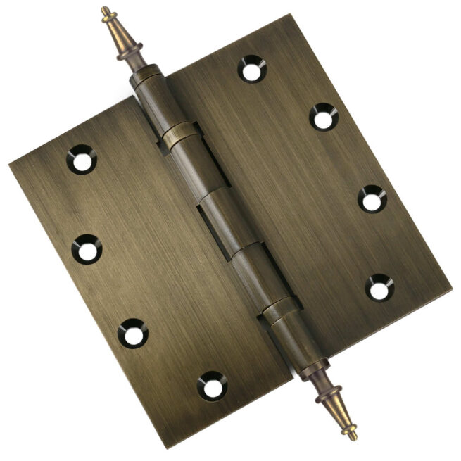 Door Hinge 5 x 5 Inch Solid Brass Ball Bearing - Antique Brass (US5) - Image 3