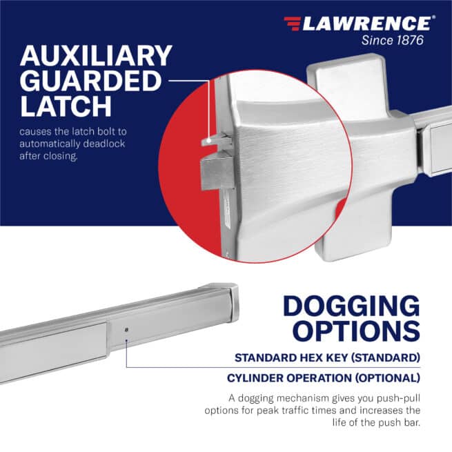 Lawrence Hardware Heavy Duty Rim Exit Device, Panic-Rated 8810 Model - Image 8