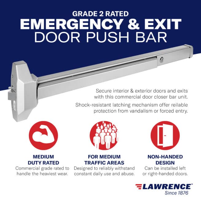 Lawrence Hardware Medium Duty Rim Exit Device, Panic-Rated 5510 Model - Image 6