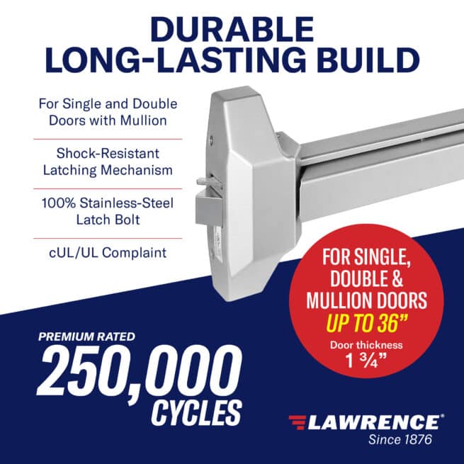 Lawrence Hardware Medium Duty Rim Exit Device, Panic-Rated 5510 Model - Image 4