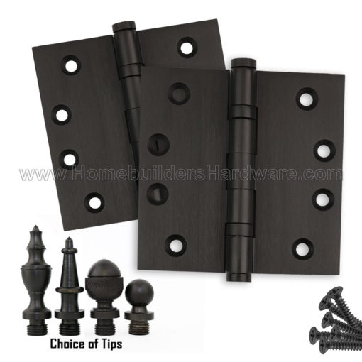 4 X Inch Oil Rubbed Bronze Door Hinges Solid Br 4 X Inch Oil Rubbed Bronze Door Hinges Ball Bearing Flat Finials Tips