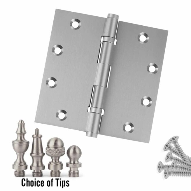 Door Hinge 5 x 5 Inch Solid Brass Ball Bearing - Satin Nickel (US15)
