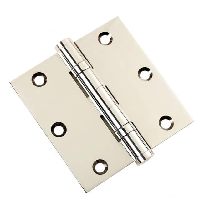 Door Hinge 3.5 x 3.5 Solid Brass Ball Bearing - Polished Nickel (US14) - Image 2