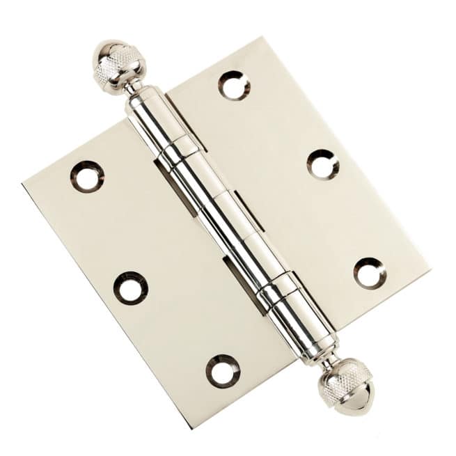 Door Hinge 3.5 x 3.5 Solid Brass Ball Bearing - Polished Nickel (US14) - Image 3