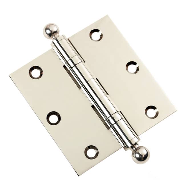 Door Hinge 3.5 x 3.5 Solid Brass Ball Bearing - Polished Nickel (US14) - Image 4