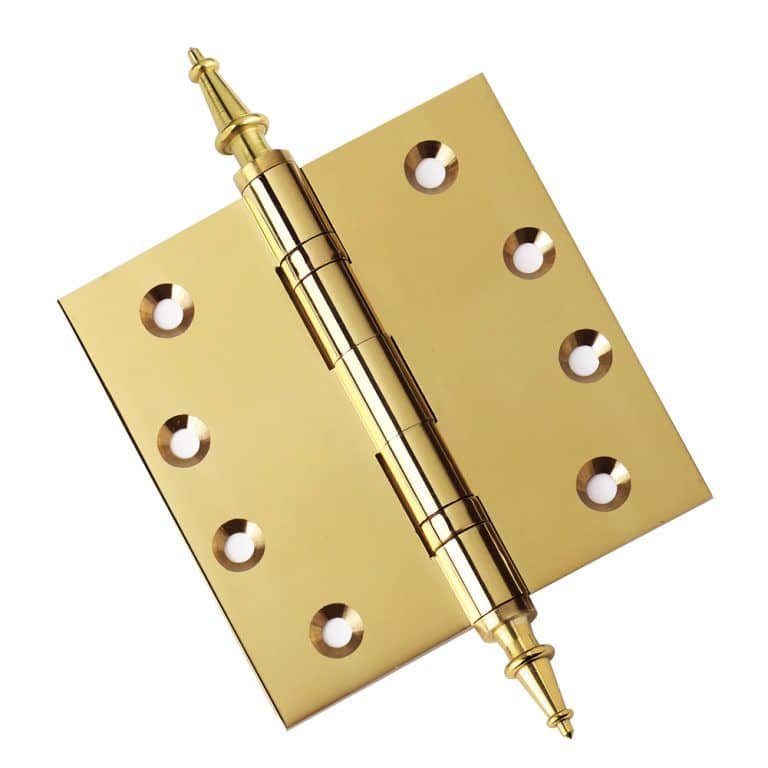 Door Hinge 4.5 x 4.5 Inch Solid Brass Ball Bearing Polished Brass (US3)