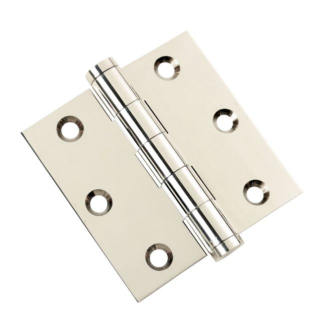 3 Inch Polished Nickel Door Hinges Flat Tips Finials