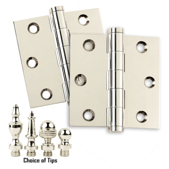Door Hinge 3 x 3 Solid Brass  - Polished Nickel (US14) - Image 2
