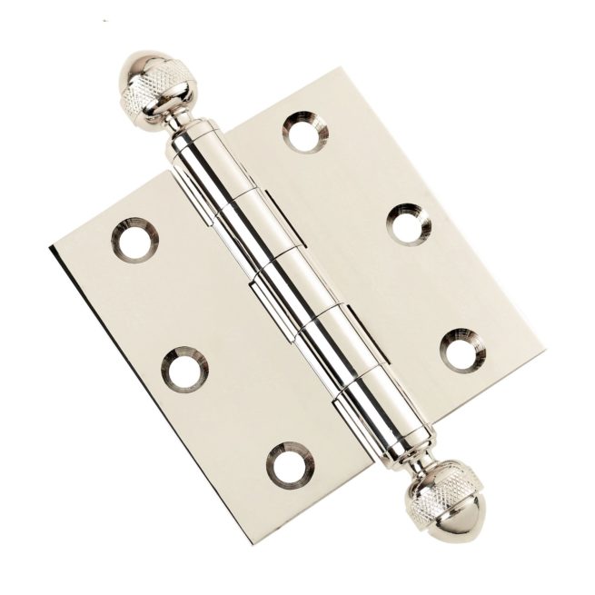3 Inch Polished Nickel Door Hinges Acorn Tip Finial