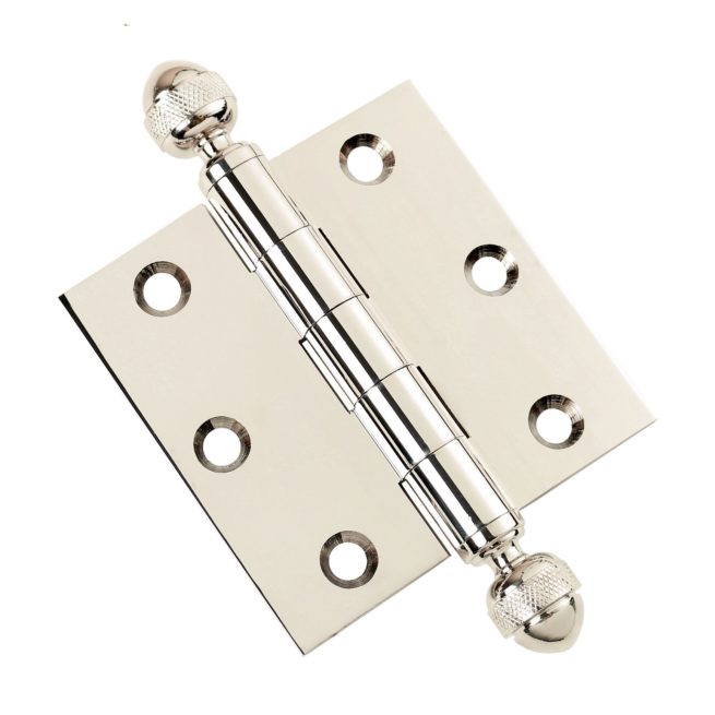 3 Inch Polished Nickel Door Hinges Acorn Tip Finial