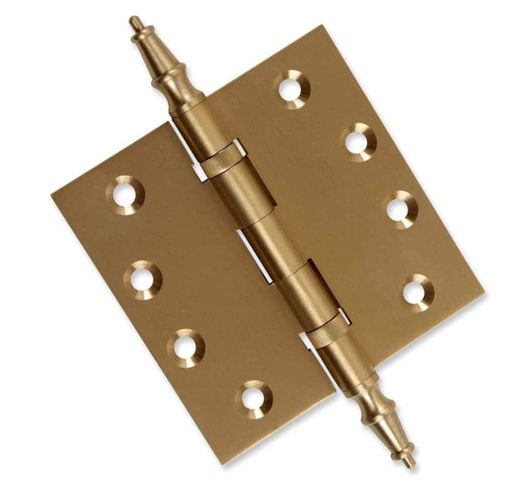 Door Hinge 4.5 x 4.5 Inch Solid Brass Ball Bearing Satin Brass (US4