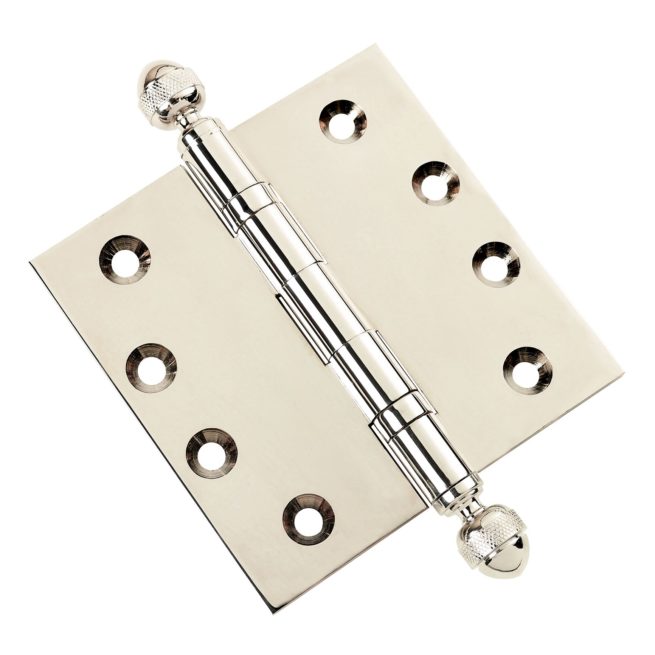 Door Hinge 4.5 x 4.5 Inch Solid Brass Ball Bearing - Polished Nickel (US14) - Image 3