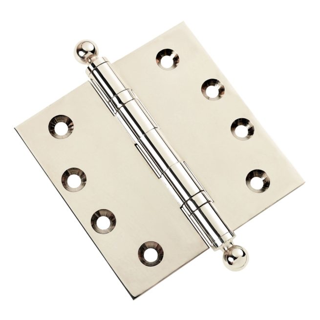 Door Hinge 4.5 x 4.5 Inch Solid Brass Ball Bearing - Polished Nickel (US14) - Image 4