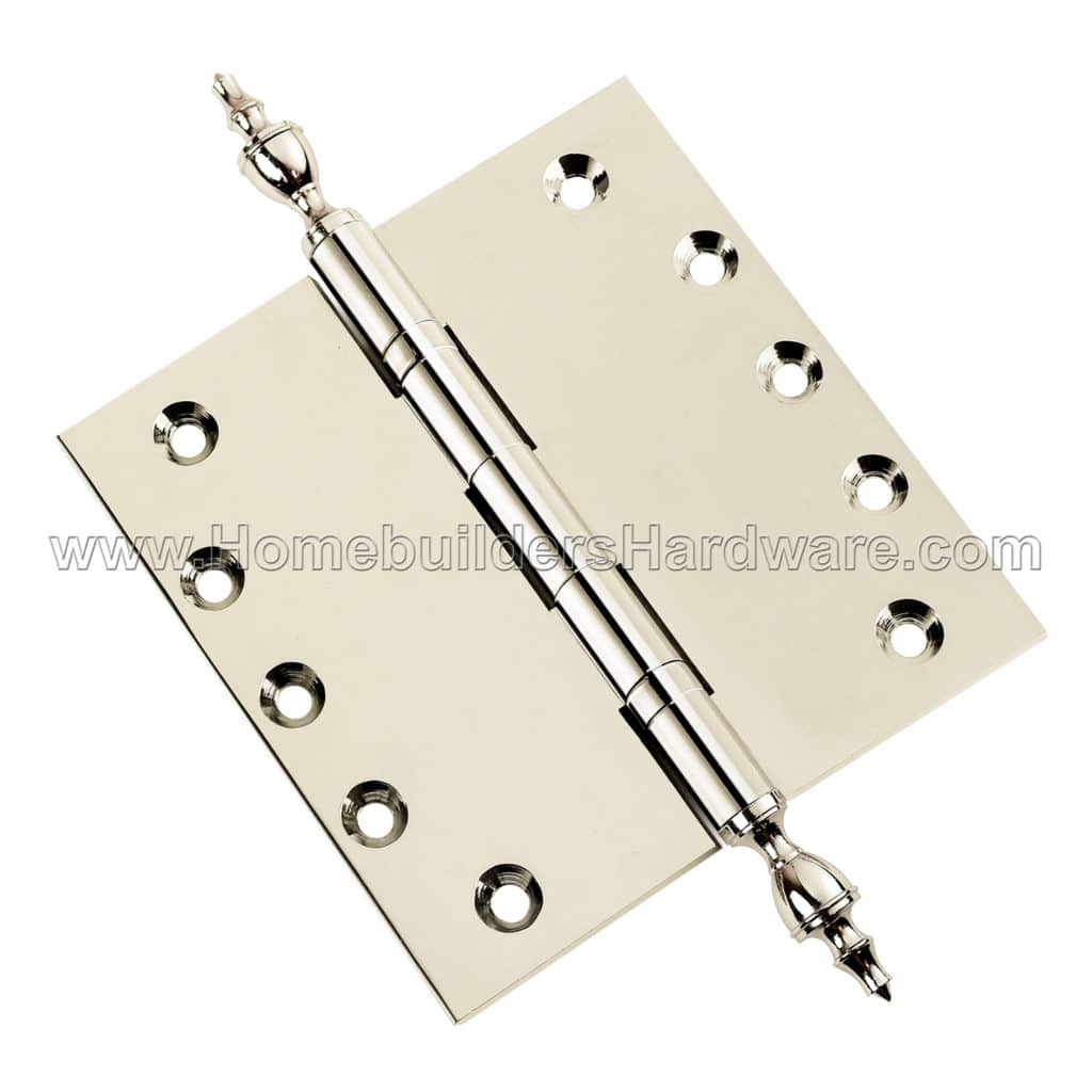 Door Hinge 5 x 5 Inch Solid Brass Ball Bearing Polished Nickel (US14) Homebuilders Hardware