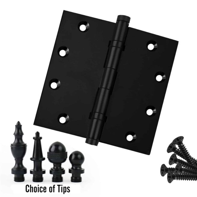 Door Hinge 5 x 5 Inch Solid Brass Ball Bearing - Black (US19)