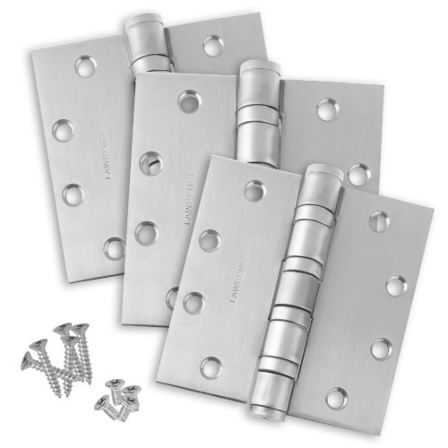MroMax 1PCS/3PCS Door Hinge,60mm x 60mm 2 Leaves Commercial Reinforced Metal Ball Bearing Door Hinge Silver Tone 