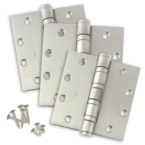 4.5 x 4.5 Commercial Heavy Weight Ball Bearing Butt Hinge Stainless Steel (US32D) - 3 Pack