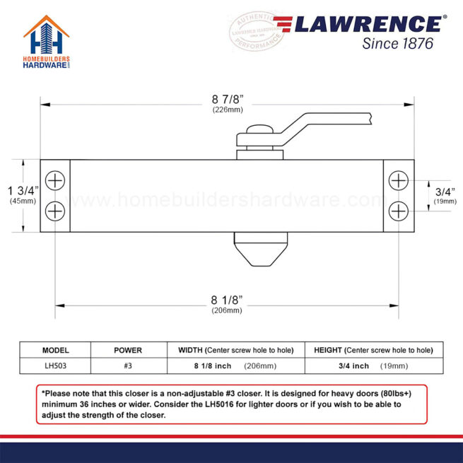 Medium Duty Aluminum Door Closer LH503 - Image 4