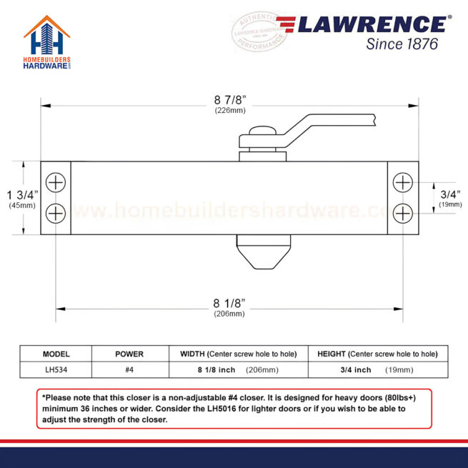 Medium Duty Aluminum Door Closer LH534 - Image 4