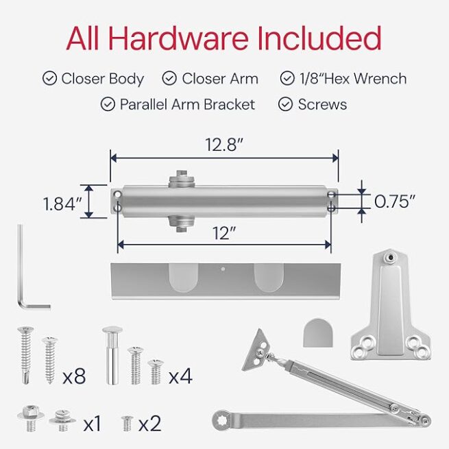 Door Closer, Heavy Duty Cast Aluminum Commercial, Lawrence Hardware LH816 - Image 9