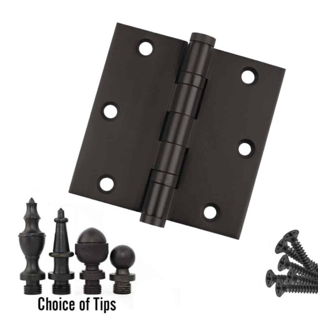 Door Hinge 3.5 x 3.5 Solid Brass Ball Bearing - Oil Rubbed Bronze (US10B)