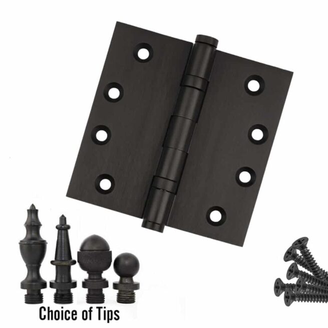 Door Hinge 4.5 x 4.5 Inch Solid Brass Ball Bearing - Oil Rubbed Bronze (US10B)