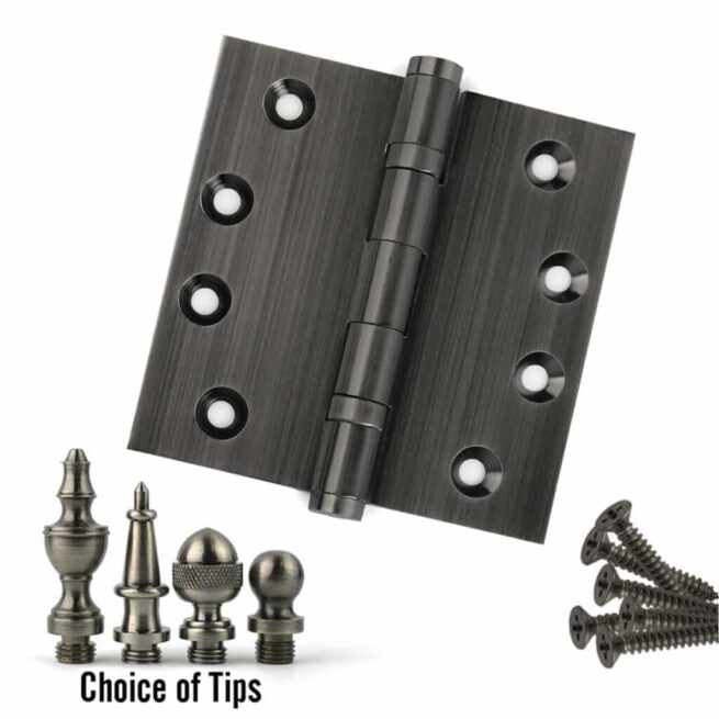 Door Hinge 4.5 x 4.5 Inch Solid Brass Ball Bearing - Pewter (US17A)