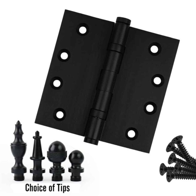 Door Hinge 4.5 x 4.5 Inch Solid Brass Ball Bearing - Black (US19)