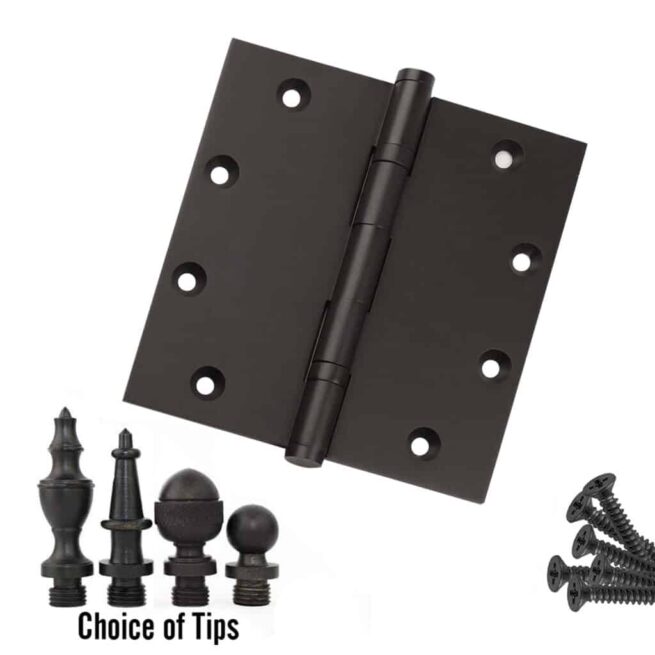 Door Hinge 5 x 5 Inch Solid Brass Ball Bearing - Oil Rubbed Bronze (US10B)