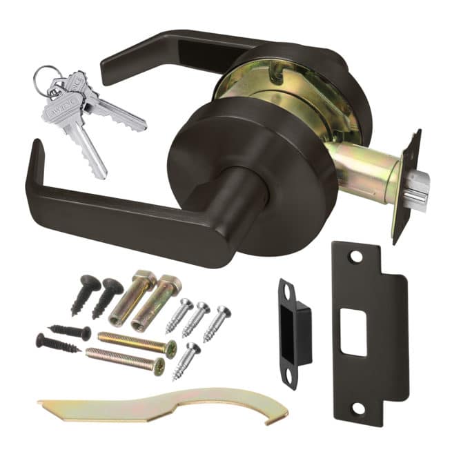 Door Lever Lockset, Heavy Duty Grade 2, Oil Rubbed Bronze, Lawrence Hardware - Image 2
