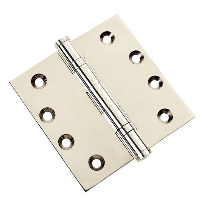 Door Hinge 4 x 4 Inch Solid Brass Ball Bearing - Polished Nickel (US14) - Image 2
