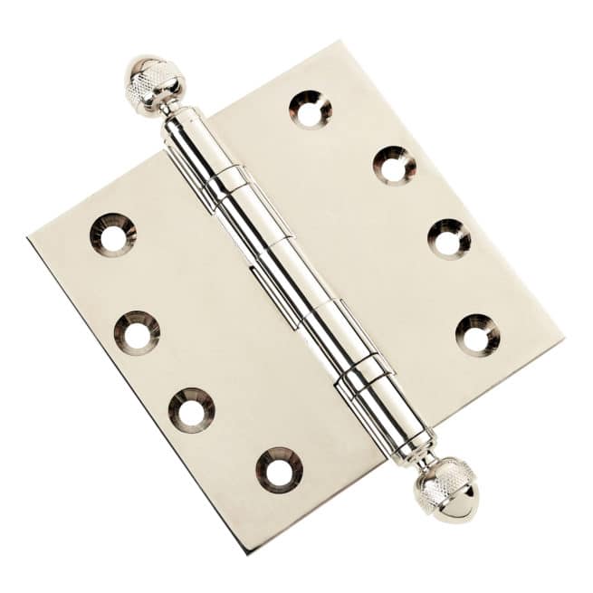 Door Hinge 4 x 4 Inch Solid Brass Ball Bearing - Polished Nickel (US14) - Image 3
