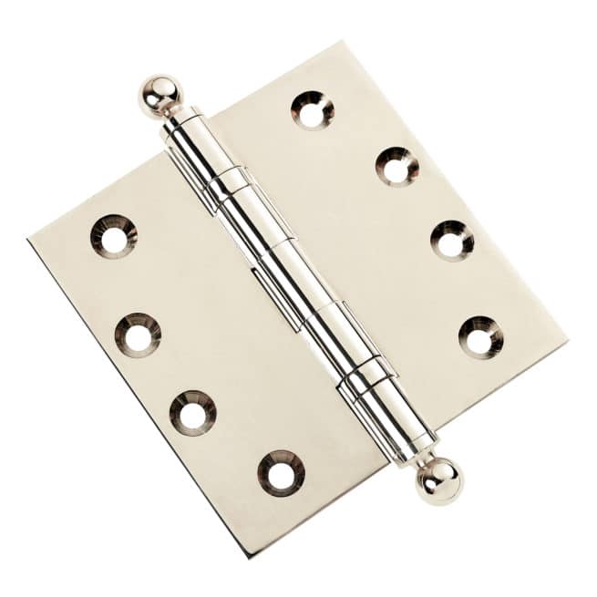 Door Hinge 4 x 4 Inch Solid Brass Ball Bearing - Polished Nickel (US14) - Image 4