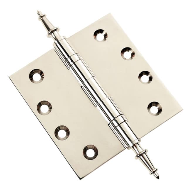 Door Hinge 4 x 4 Inch Solid Brass Ball Bearing - Polished Nickel (US14) - Image 5