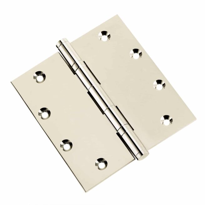 Door Hinge 5 x 5 Inch Solid Brass Ball Bearing - Polished Nickel (US14) - Image 5