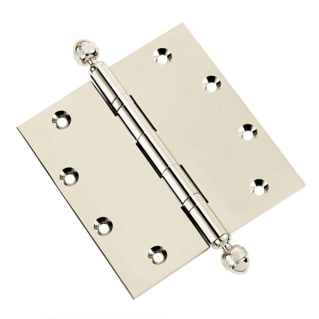 Door Hinge 5 x 5 Inch Solid Brass Ball Bearing - Polished Nickel (US14) - Image 4