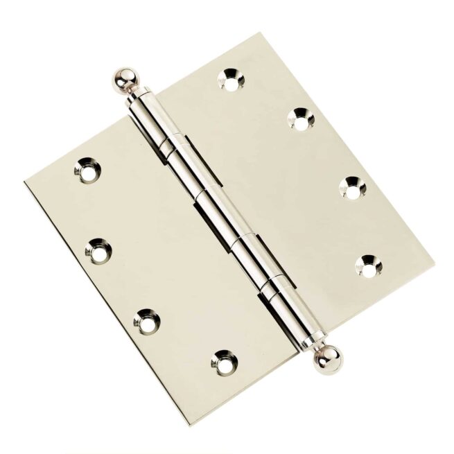 Door Hinge 5 x 5 Inch Solid Brass Ball Bearing - Polished Nickel (US14) - Image 6