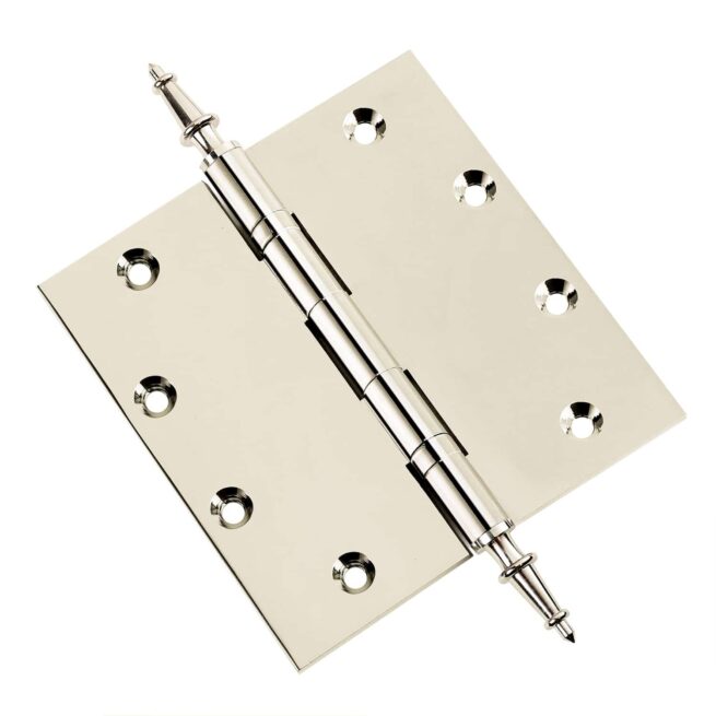 Door Hinge 5 x 5 Inch Solid Brass Ball Bearing - Polished Nickel (US14) - Image 3