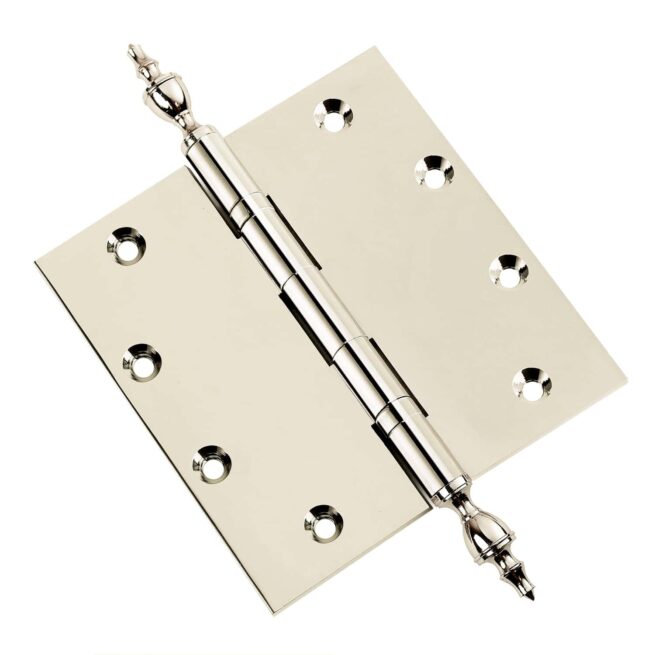 Door Hinge 5 x 5 Inch Solid Brass Ball Bearing - Polished Nickel (US14) - Image 2