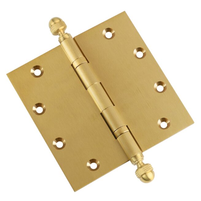 Door Hinge 5 x 5 Inch Solid Brass Ball Bearing - Satin Brass (US4) - Image 5