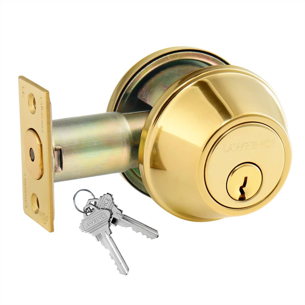 Lawrence Single Cylinder Commercial Deadbolt Polished Brass
