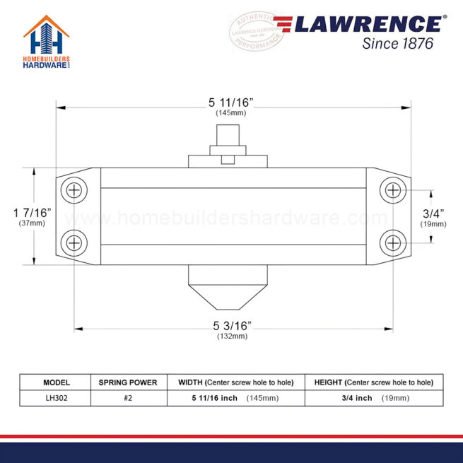 Door Closer, Light Duty Cast Aluminum, Lawrence Hardware LH302 - Image 4
