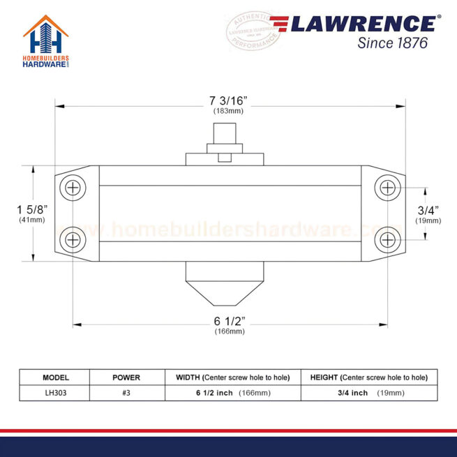 Door Closer, Standard Duty Cast Aluminum Adjustable Commercial, Lawrence Hardware LH303 - Image 5